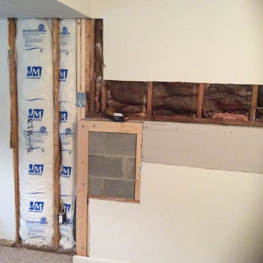 Wall insulation replacement during Basement Flood Cleanup in Claremont